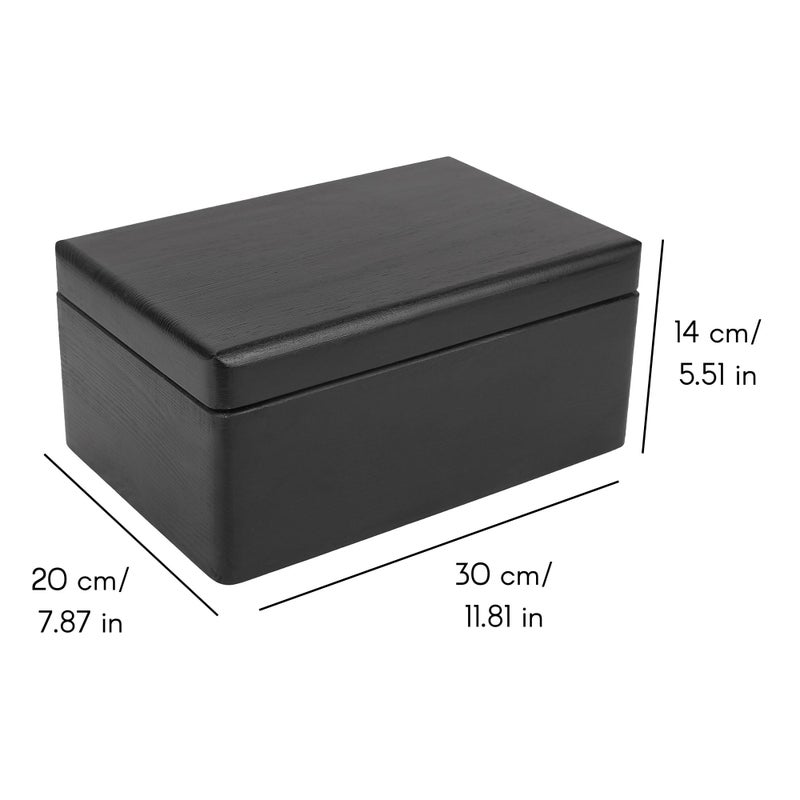 Creative Deco Large Black Wooden Box Storage with Hinged Lid | 11.8 x 7.87 x 5.51 inches (+-0.5) | Gift Box for Tool Dog Toy Shoes Clothes Kitchen Storage | Wood Keepsake Chest - Image 3